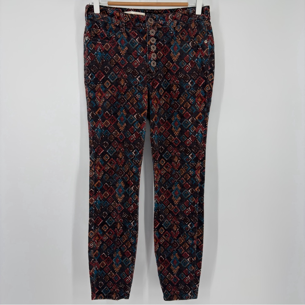 Anthropologie Pilcro High Rise Skinny Corduroy Pants 29 Boho Print